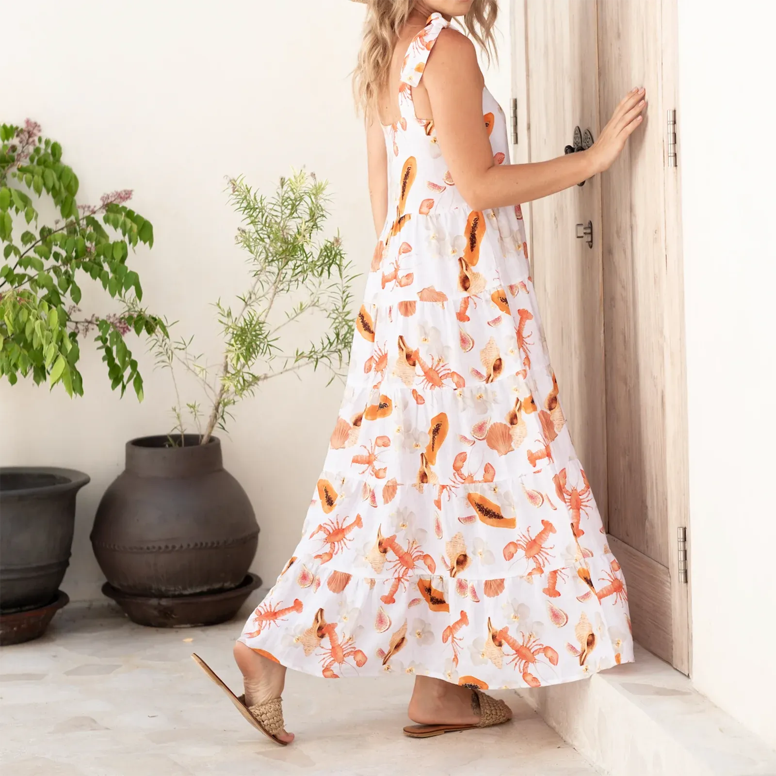 Boho Graphic Spaghetti Strap Midi Dress