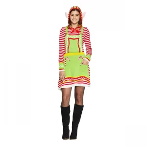 Born Famous Women's Striped Long Sleeve Elf Ugly Holiday A-Line Mini Dress