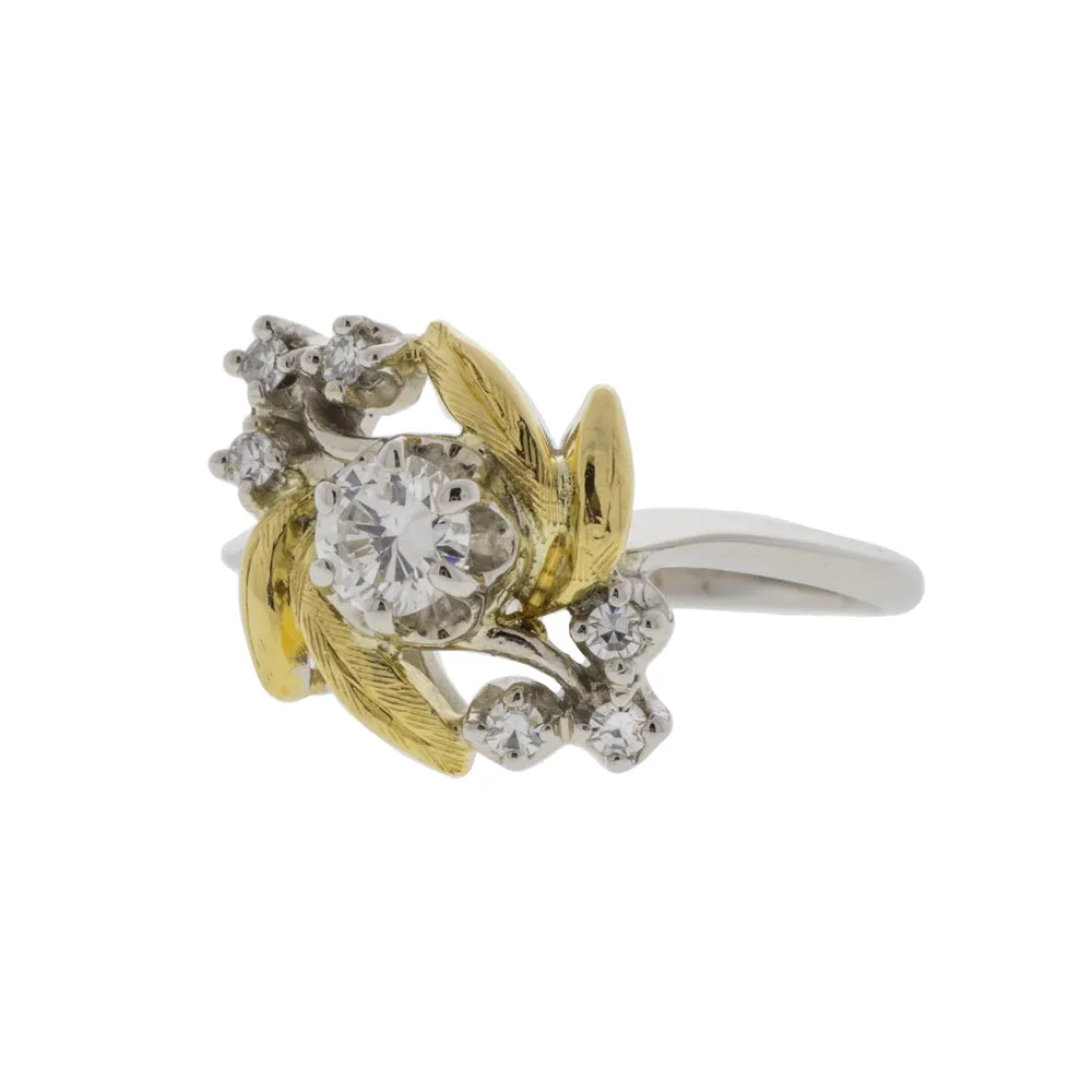 Botanical Two-Tone Diamond Cluster Ring