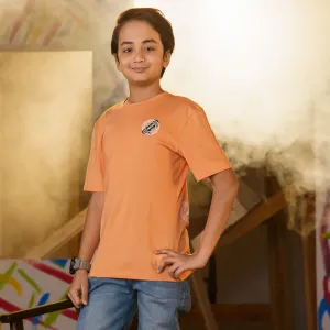 Boys Orange Back Print Tee