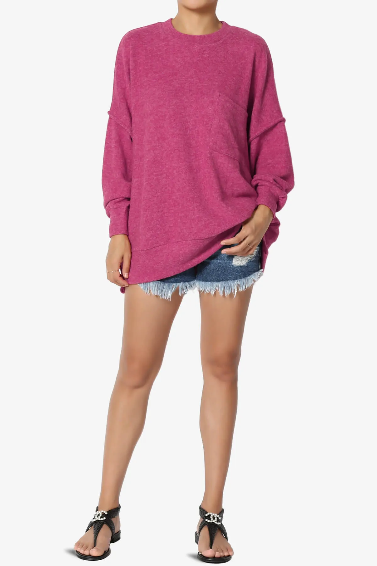 Breccan Blushed Knit Oversized Sweater