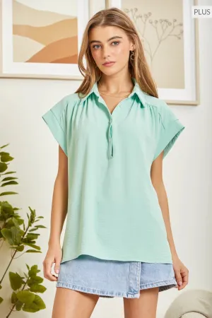 Brianna Solid Collared Top