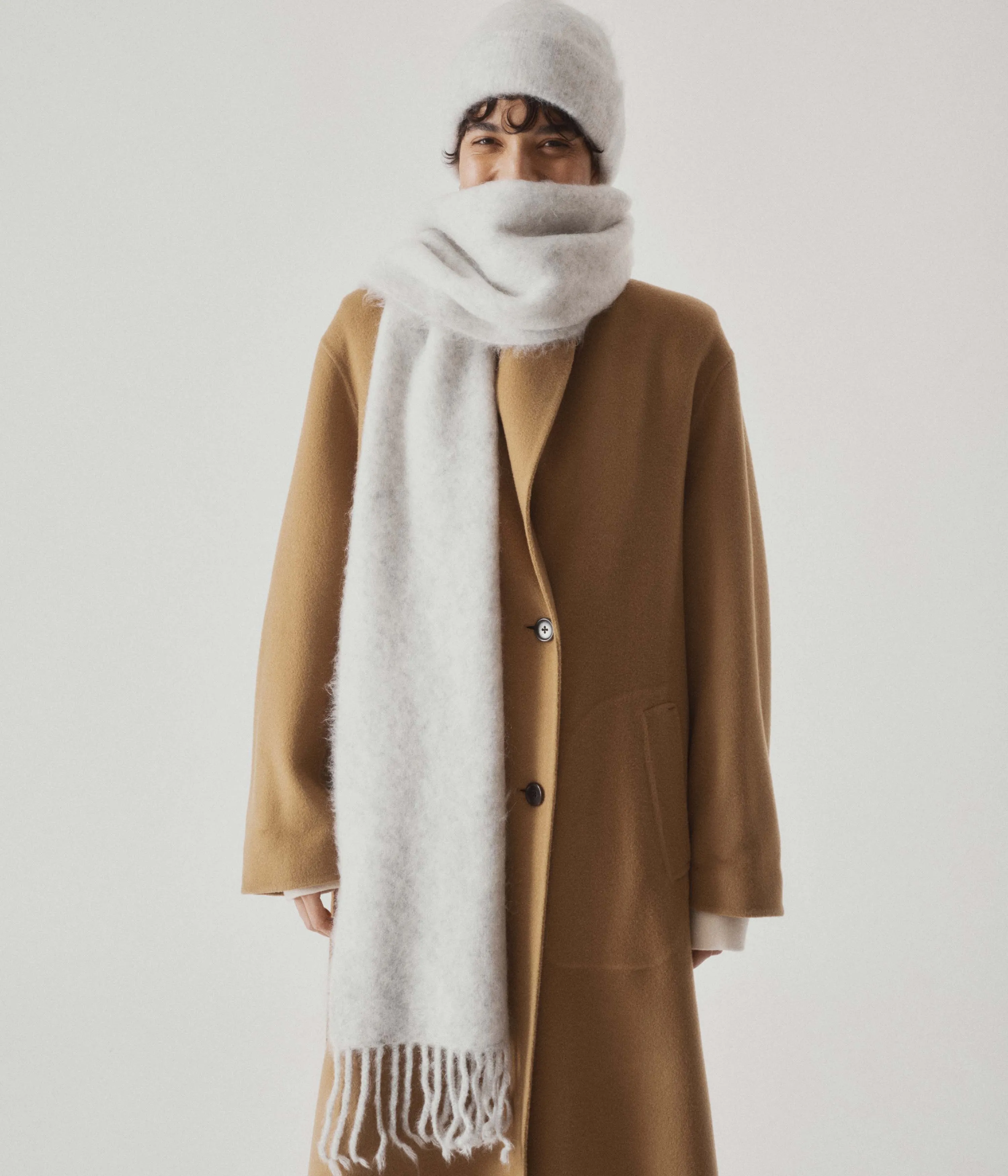 Brushed Mohair Beanie in Blizzard