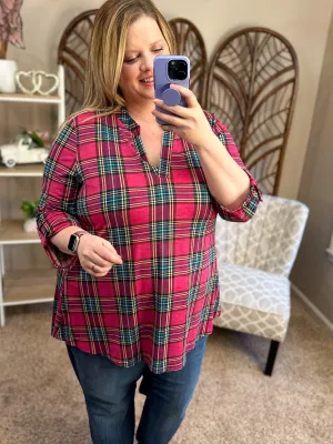 Call Me Out Top - Pinky Plaid