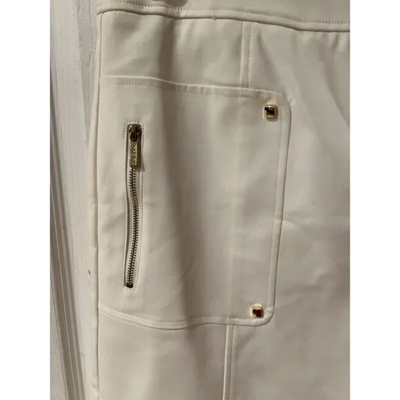 Calvin Klein Pencil Skirt Womens Sz 6 A-Line Lined Stretch off White Zipper New