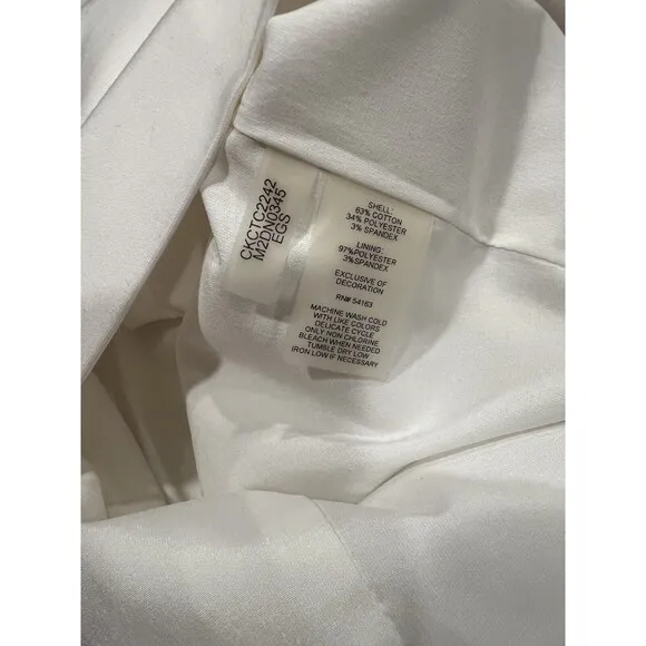 Calvin Klein Pencil Skirt Womens Sz 6 A-Line Lined Stretch off White Zipper New