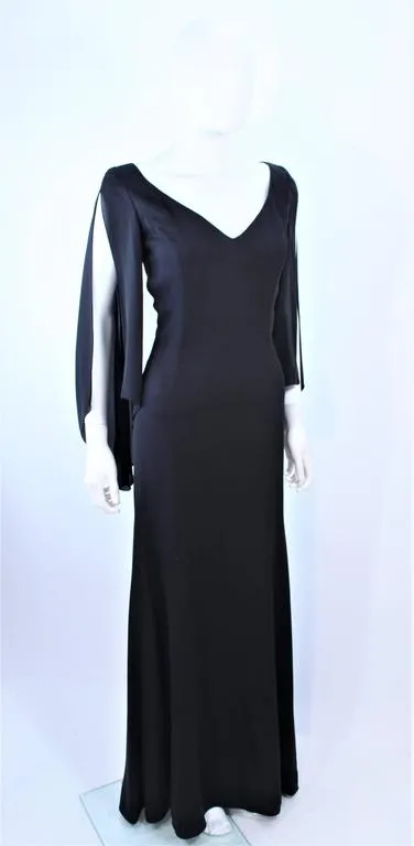 CAROLINA HERRERA Black Chiffon Drape Gown Size 4