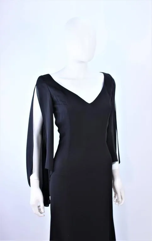 CAROLINA HERRERA Black Chiffon Drape Gown Size 4