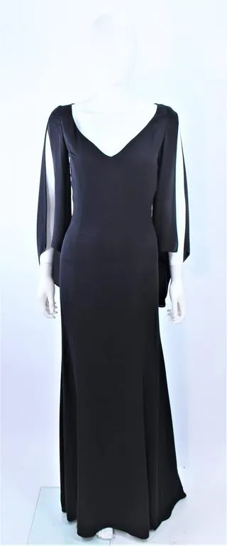 CAROLINA HERRERA Black Chiffon Drape Gown Size 4