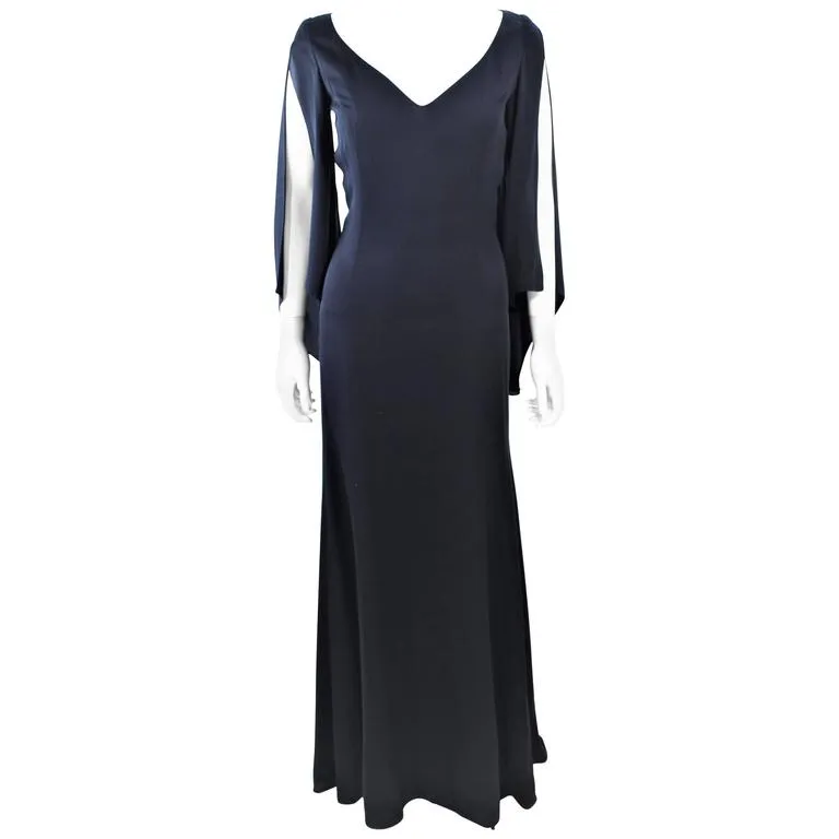 CAROLINA HERRERA Black Chiffon Drape Gown Size 4