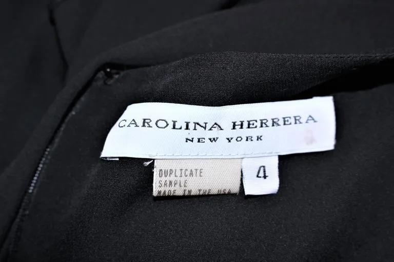 CAROLINA HERRERA Black Chiffon Drape Gown Size 4