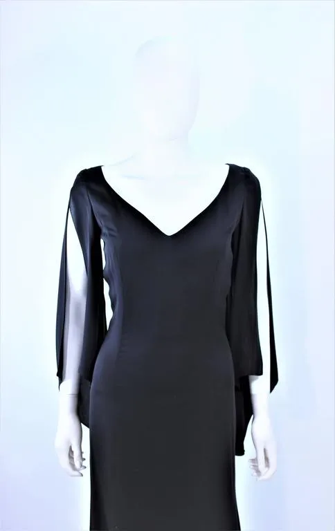 CAROLINA HERRERA Black Chiffon Drape Gown Size 4