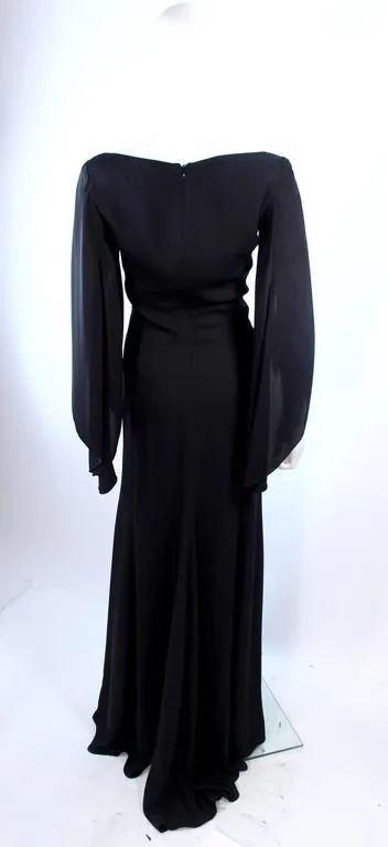 CAROLINA HERRERA Black Chiffon Drape Gown Size 4