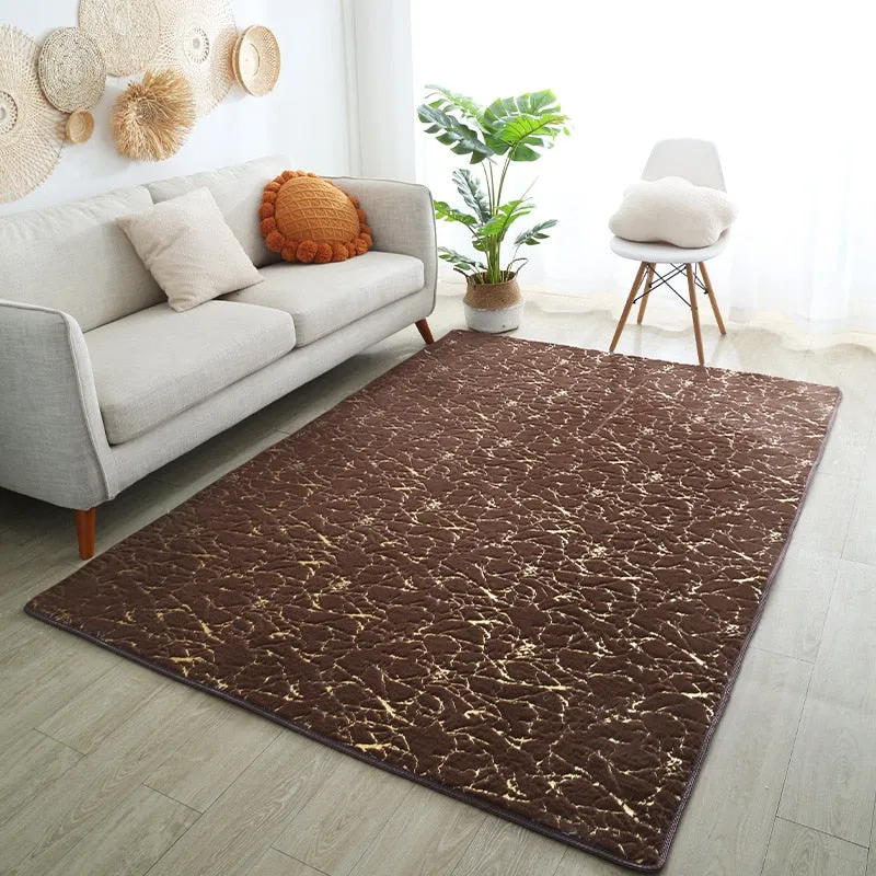 CarpetnRug Carpet For Living Room Side Table White Gold Marble Fluffy Rug Luxury Bathroom Mat Bedside Fur Mat For Bedroom