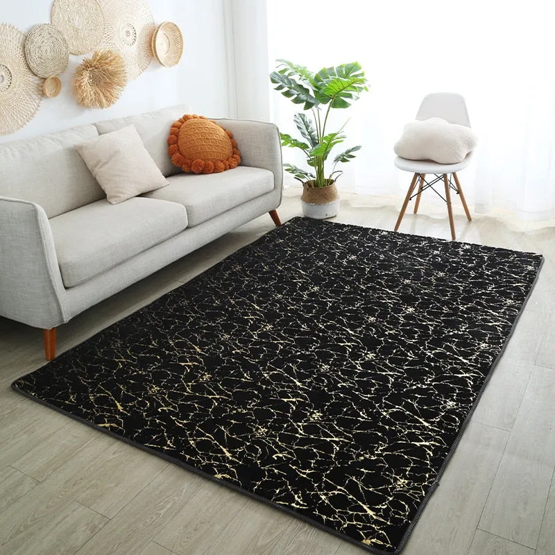 CarpetnRug Carpet For Living Room Side Table White Gold Marble Fluffy Rug Luxury Bathroom Mat Bedside Fur Mat For Bedroom