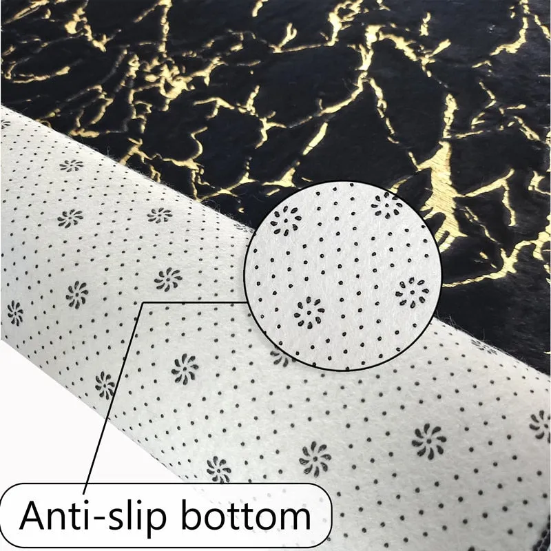 CarpetnRug Carpet For Living Room Side Table White Gold Marble Fluffy Rug Luxury Bathroom Mat Bedside Fur Mat For Bedroom