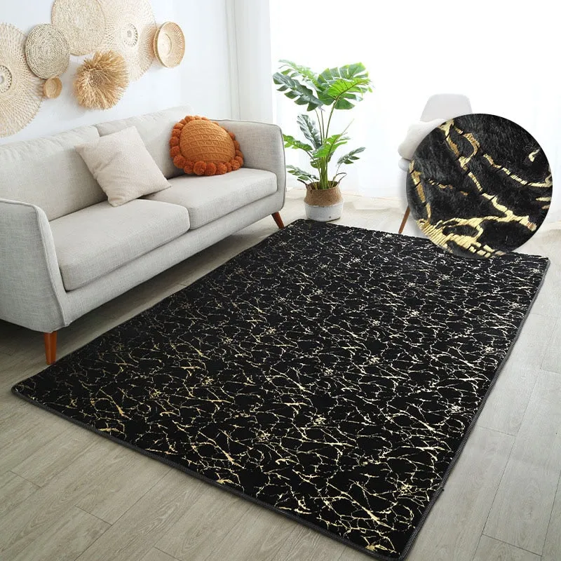CarpetnRug Carpet For Living Room Side Table White Gold Marble Fluffy Rug Luxury Bathroom Mat Bedside Fur Mat For Bedroom