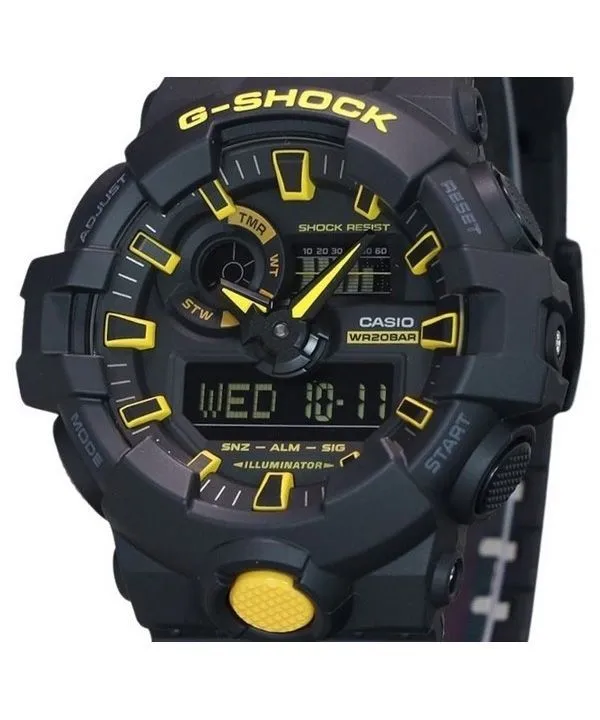 Casio G-Shock Caution Yellow Analog Digital Resin Strap Black Dial Quartz GA-700CY-1A 200M Mens Watch