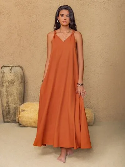 Casual Twisted Back Sleeveless Maxi Cami Dress
