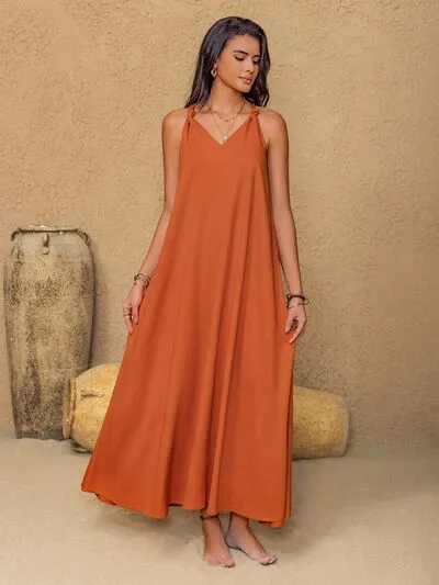 Casual Twisted Back Sleeveless Maxi Cami Dress