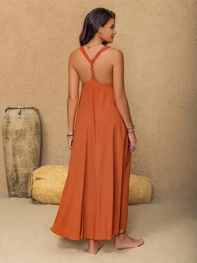 Casual Twisted Back Sleeveless Maxi Cami Dress