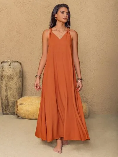 Casual Twisted Back Sleeveless Maxi Cami Dress