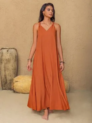 Casual Twisted Back Sleeveless Maxi Cami Dress