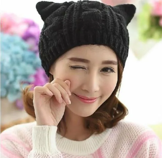 Cat Ear Knitted Beanie Hat