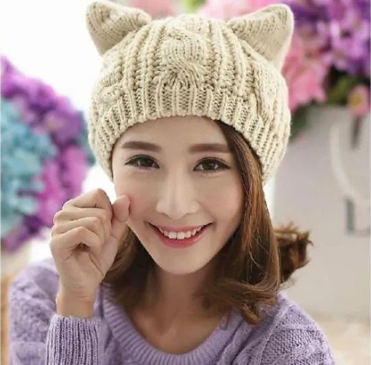 Cat Ear Knitted Beanie Hat