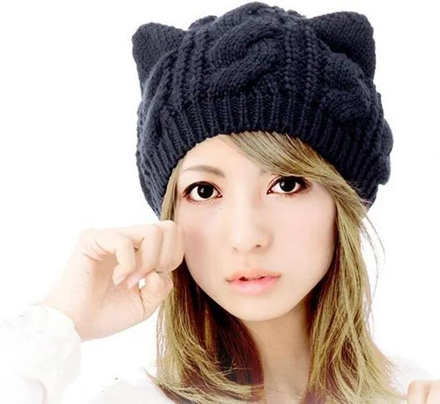 Cat Ear Knitted Beanie Hat