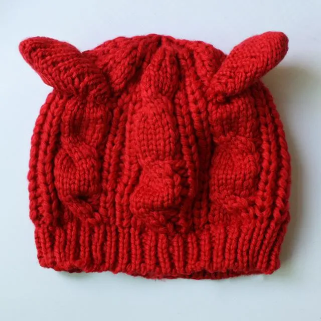 Cat Ear Knitted Beanie Hat