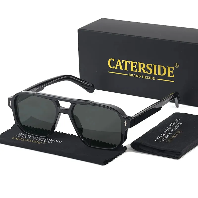 CATERSIDE Vintage Punk Double Bridges Pilot Sunglasses