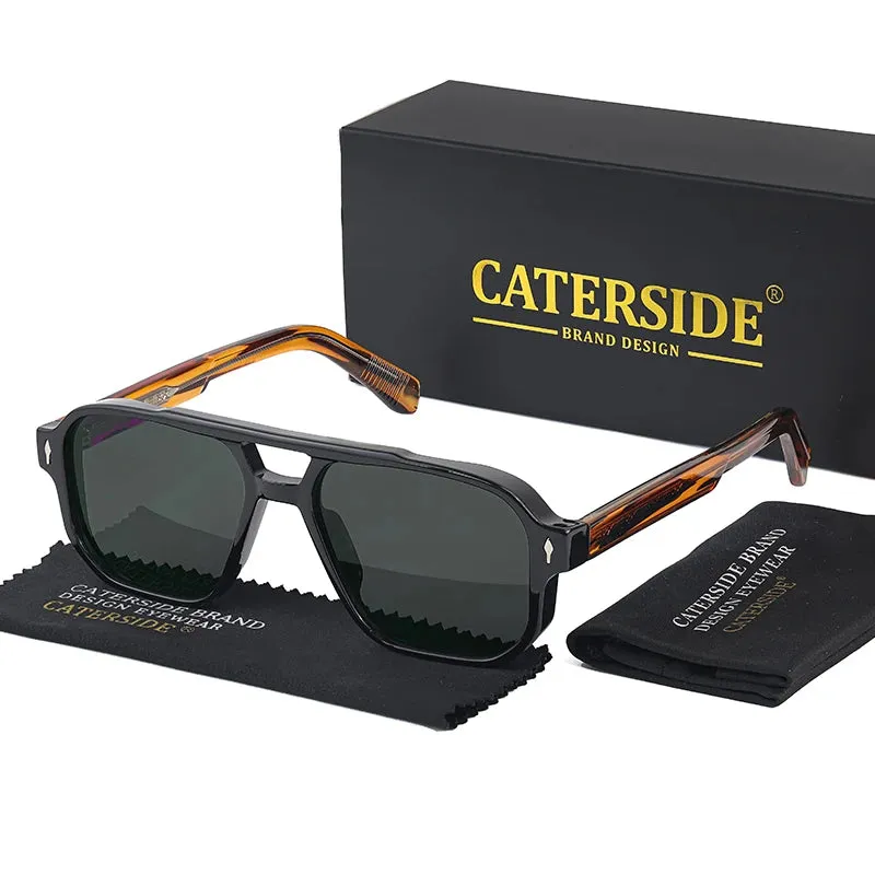 CATERSIDE Vintage Punk Double Bridges Pilot Sunglasses