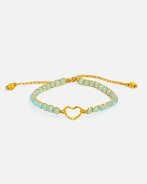 Chalcedony Heart Kids Bracelet | Gold