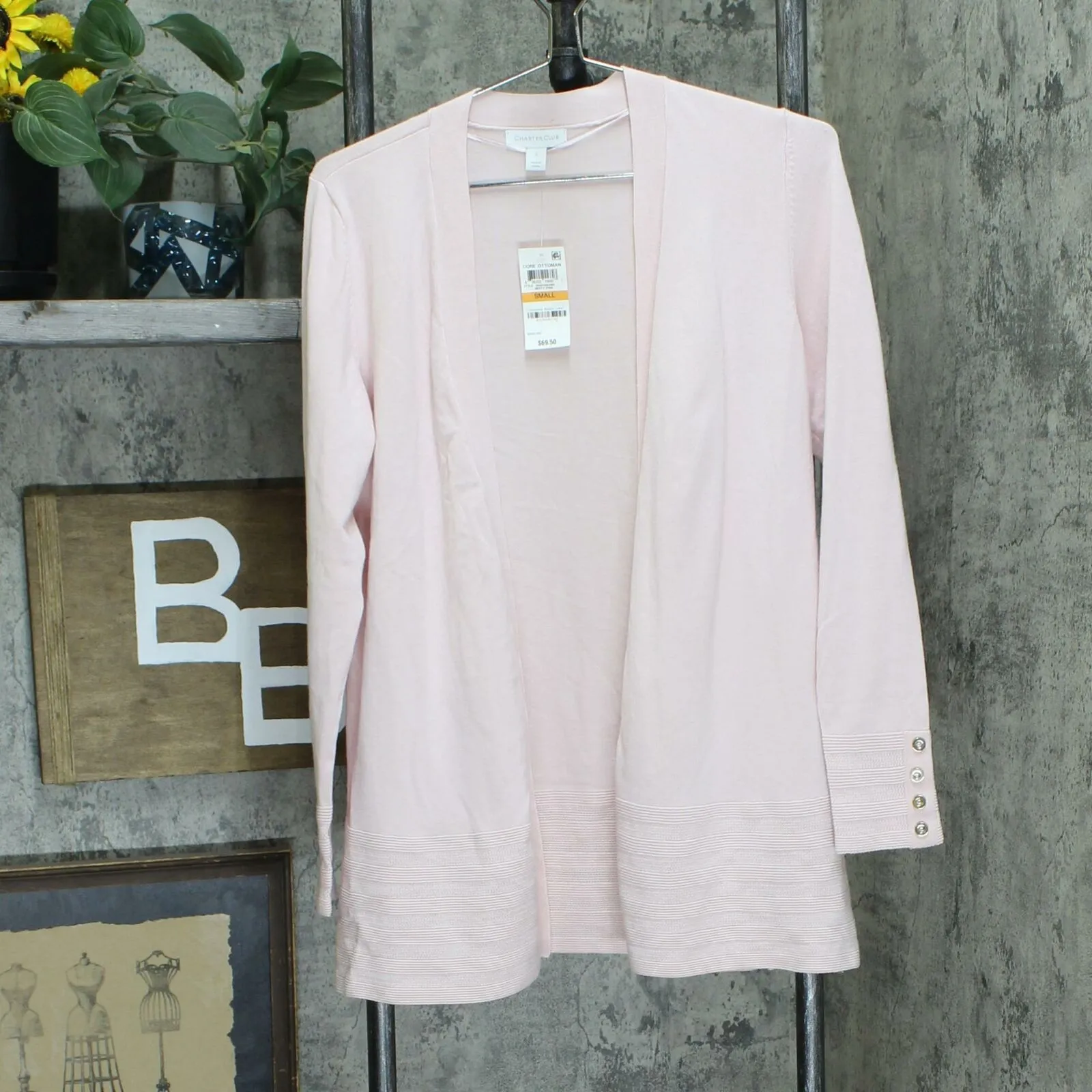 Charter Club Women's Open Front Ottoman Pointelle Trim Cardigan