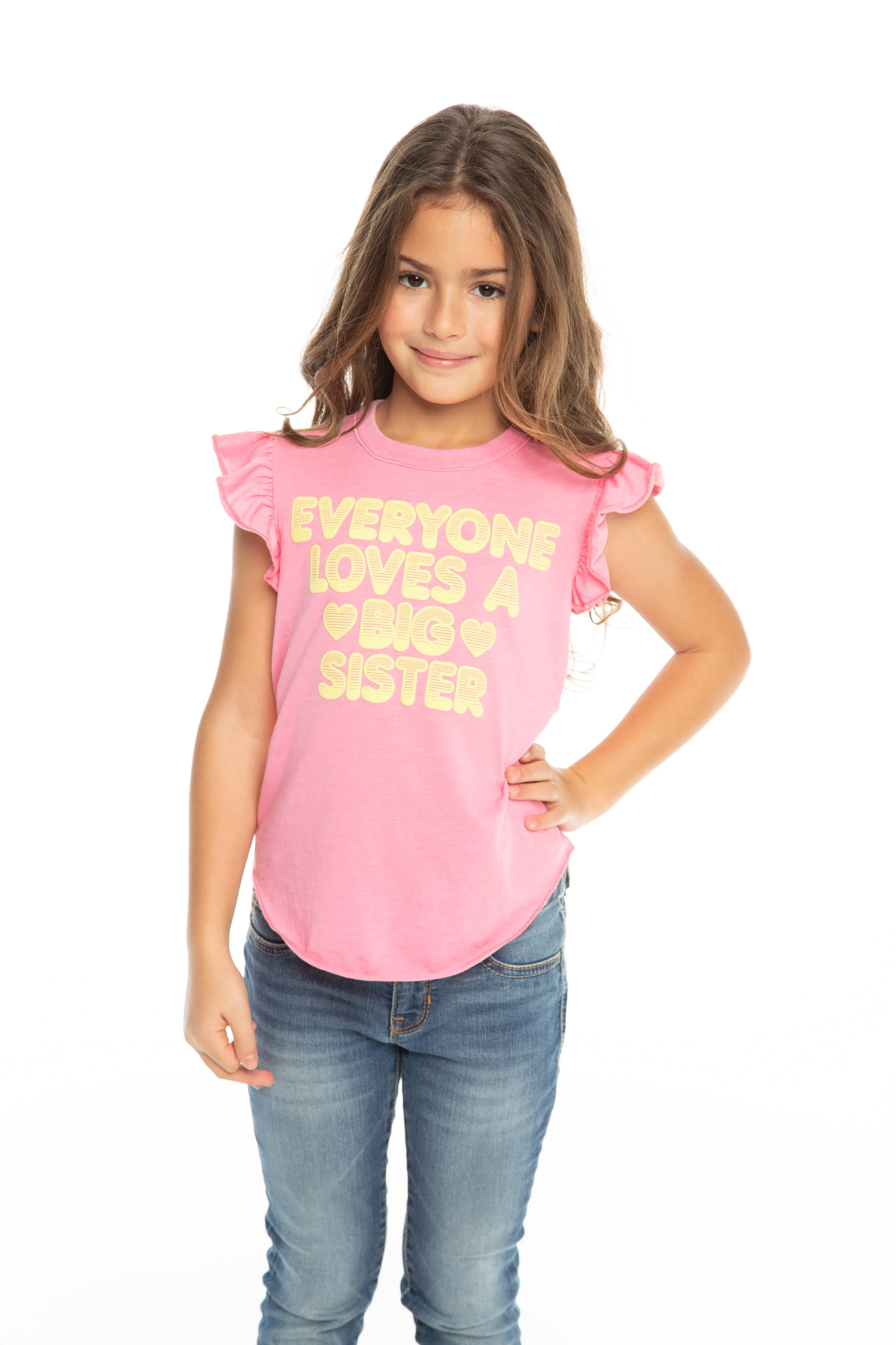 Chaser Big Sister Love Flutter Sleeve Shirttail Tee