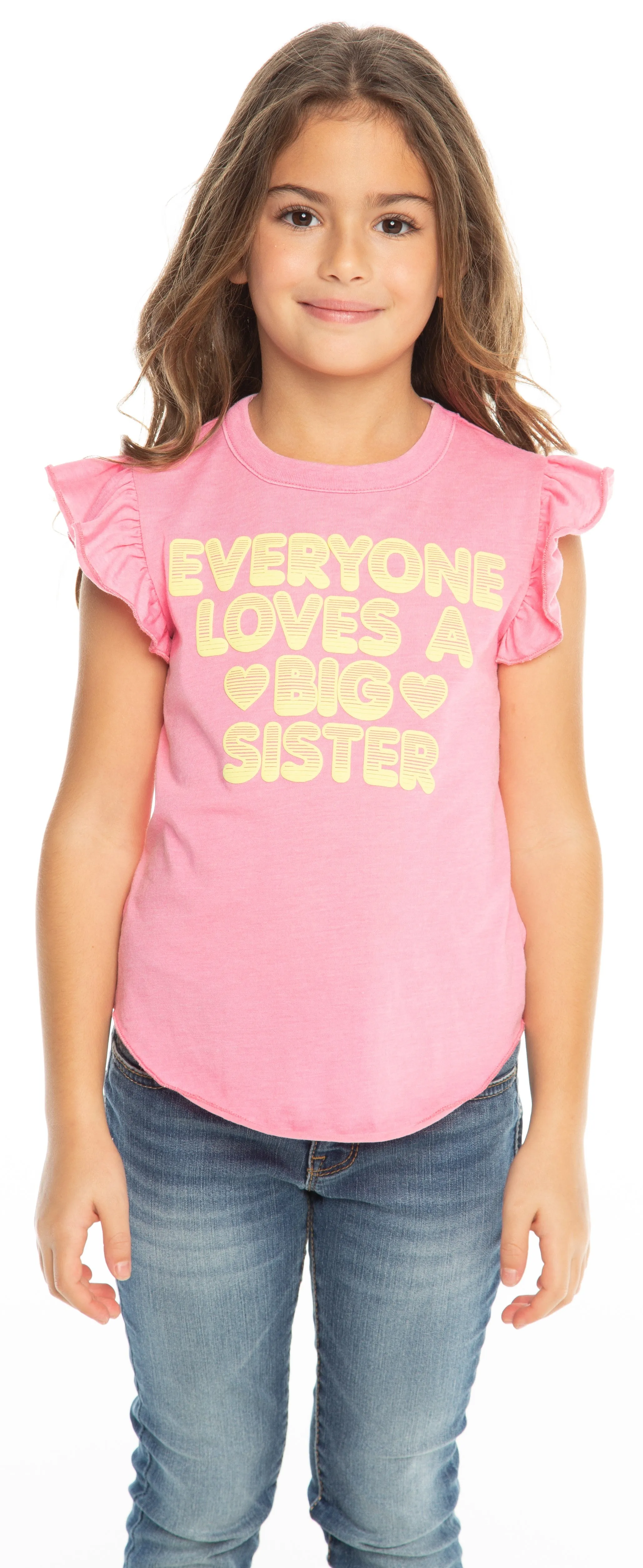 Chaser Big Sister Love Flutter Sleeve Shirttail Tee