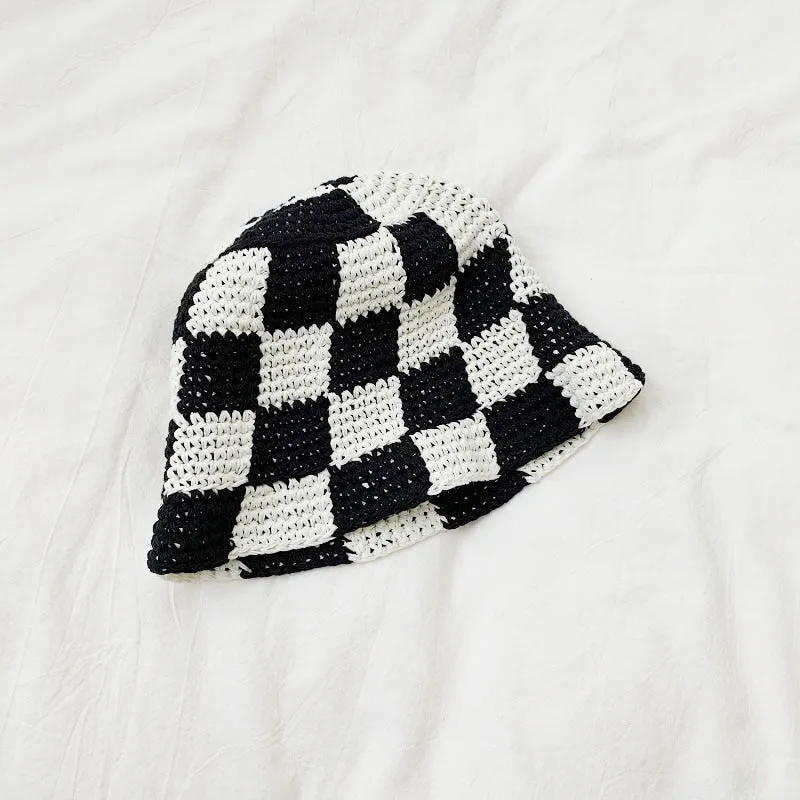Checkered Crochet Bucket Hat