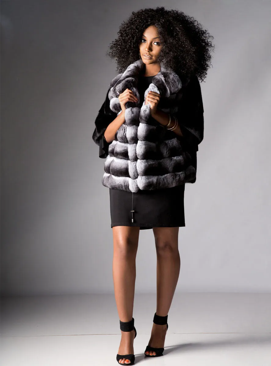 Chinchilla Fur Front with Mink Fur Back Bolero Jacket