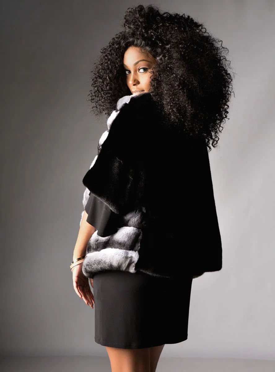 Chinchilla Fur Front with Mink Fur Back Bolero Jacket