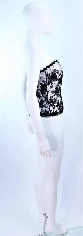 CHRISTINA PERRIN White and Black Beaded Lace Bustier Size 6