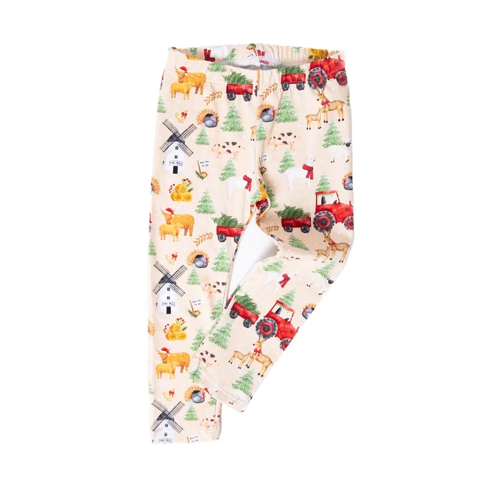 Christmas Farm Leggings-Natural