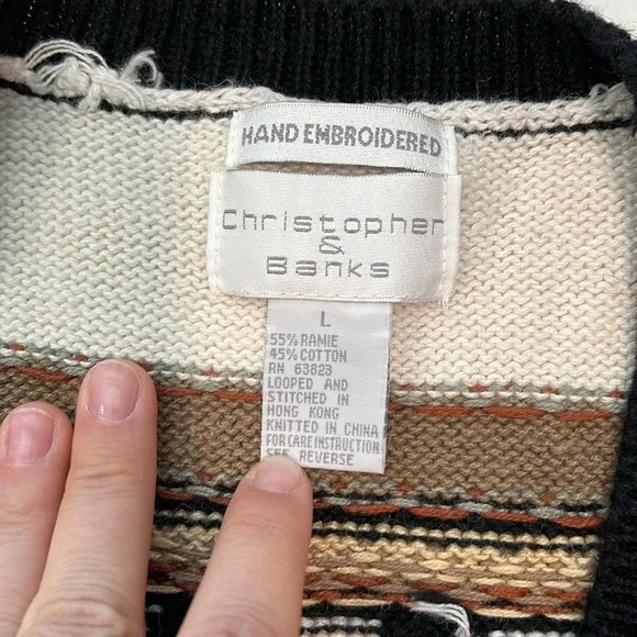 Christopher Banks - L, vintage vest, safari, floral, beaded