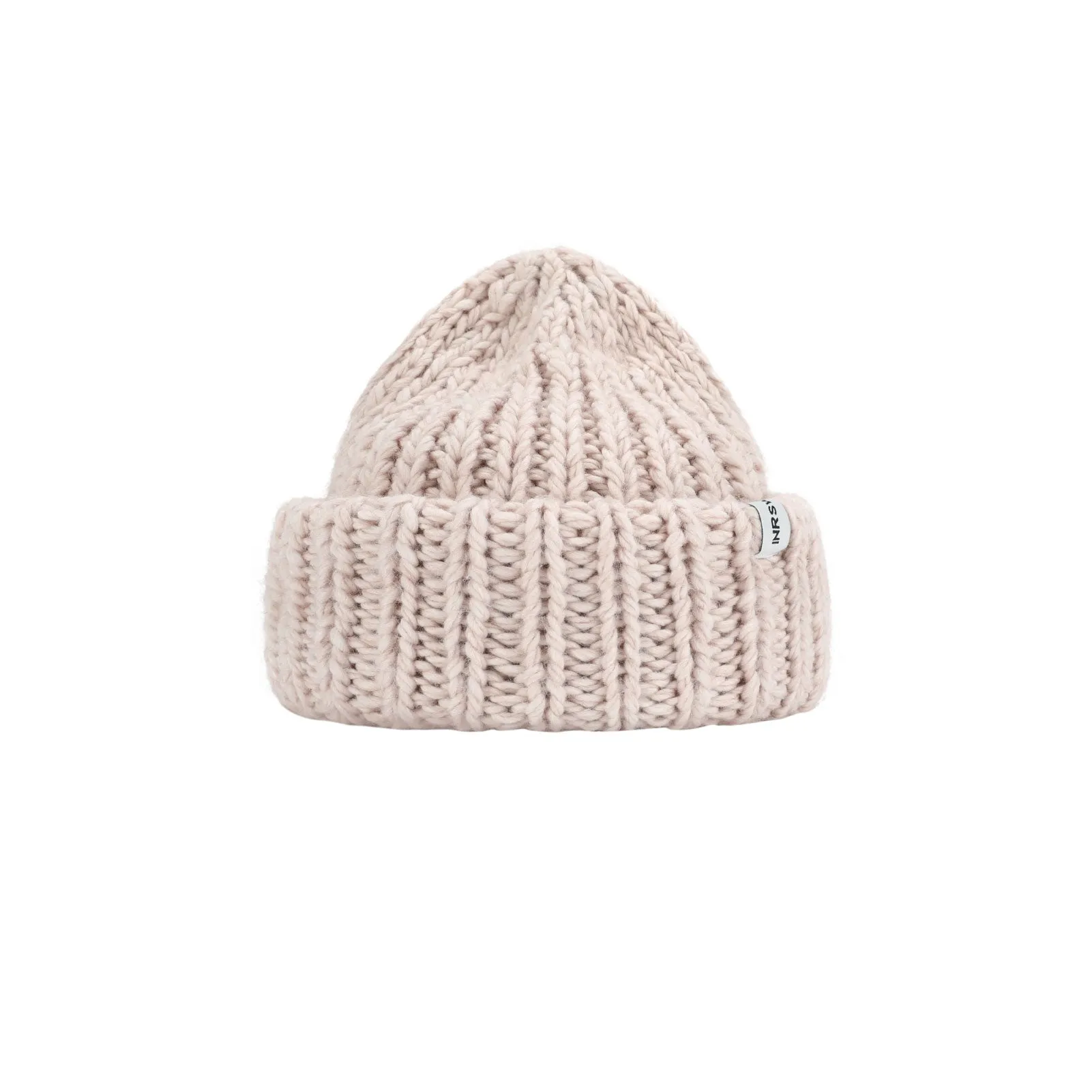 Chunky Wool Blend Beanie with Oversized Stitches - Soft & Cozy - Cool Blue/Almond Buff - 58cm
