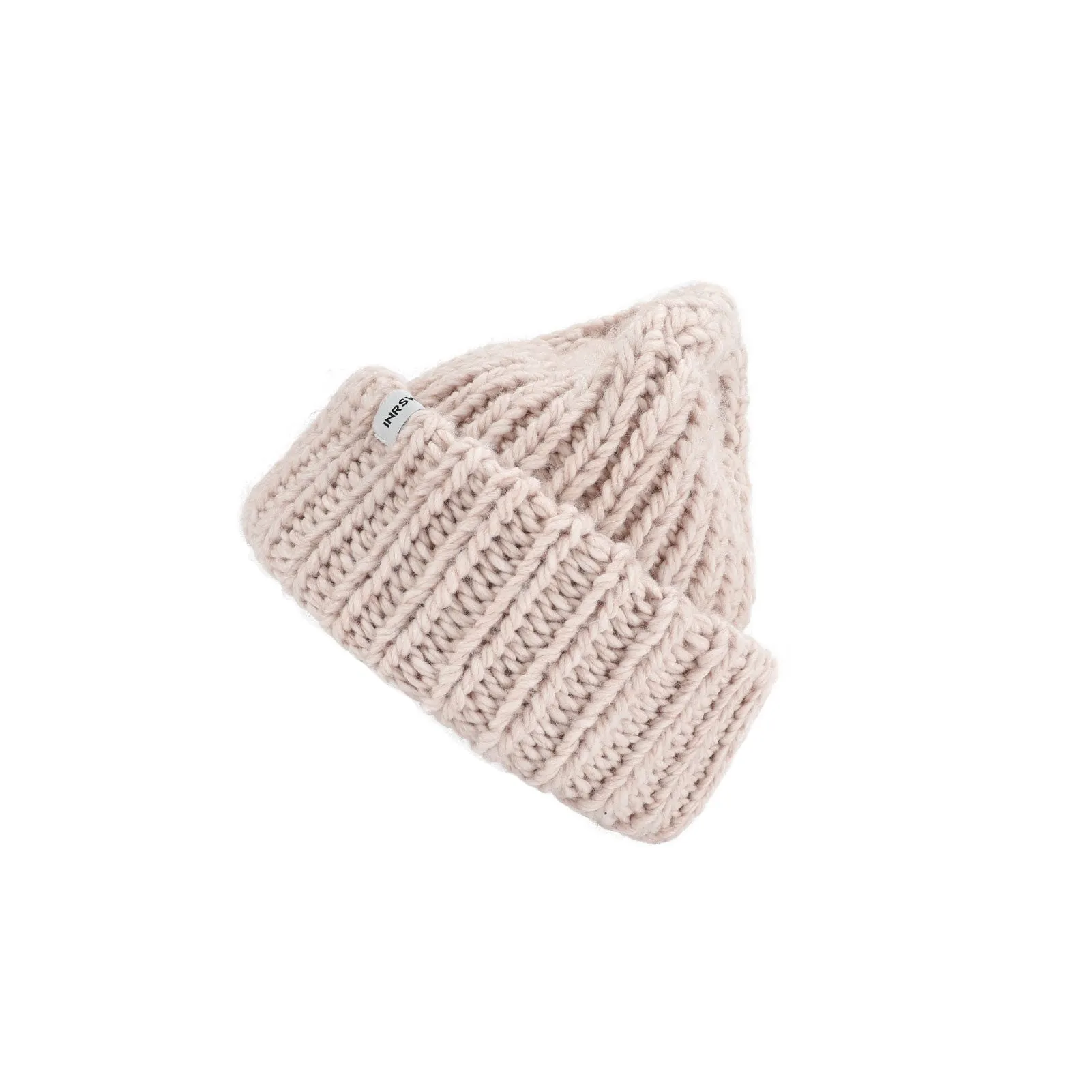 Chunky Wool Blend Beanie with Oversized Stitches - Soft & Cozy - Cool Blue/Almond Buff - 58cm