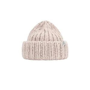 Chunky Wool Blend Beanie with Oversized Stitches - Soft & Cozy - Cool Blue/Almond Buff - 58cm
