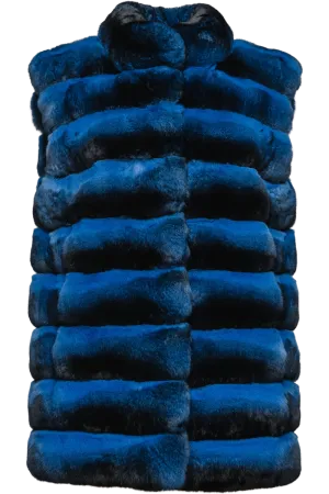 Cobalt Horizontal Chinchilla Fur Vest