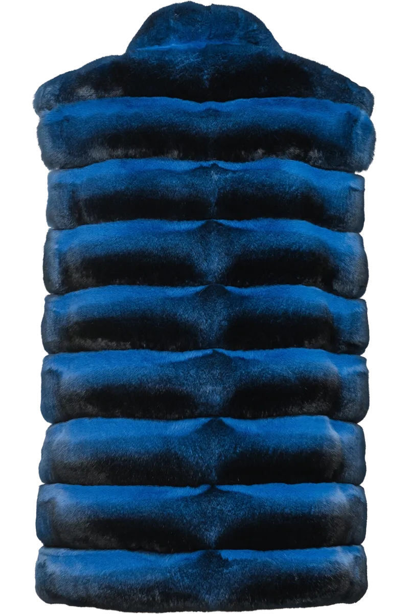 Cobalt Horizontal Chinchilla Fur Vest
