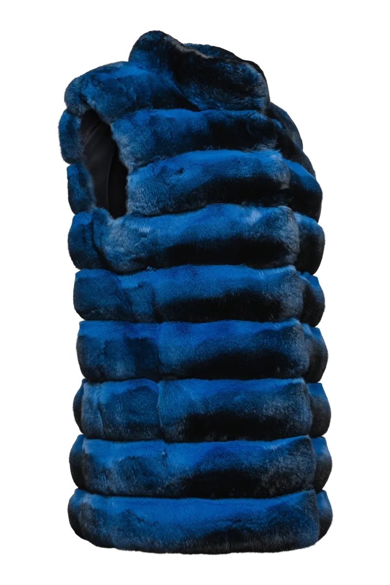 Cobalt Horizontal Chinchilla Fur Vest