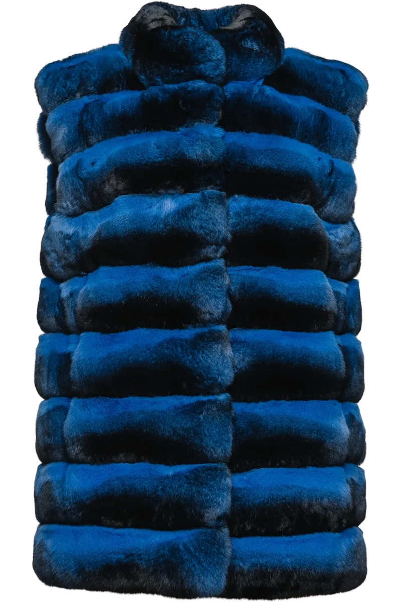 Cobalt Horizontal Chinchilla Fur Vest